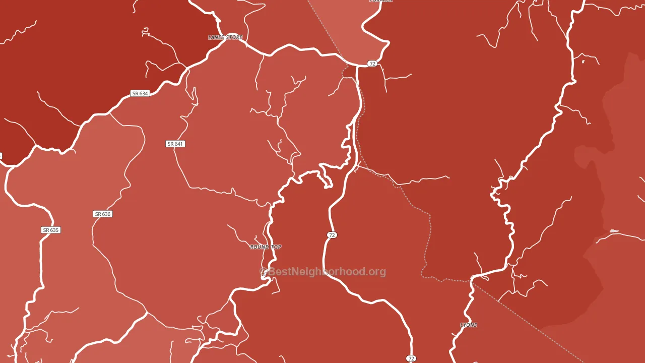 Round Top, VA block-group political-lean map