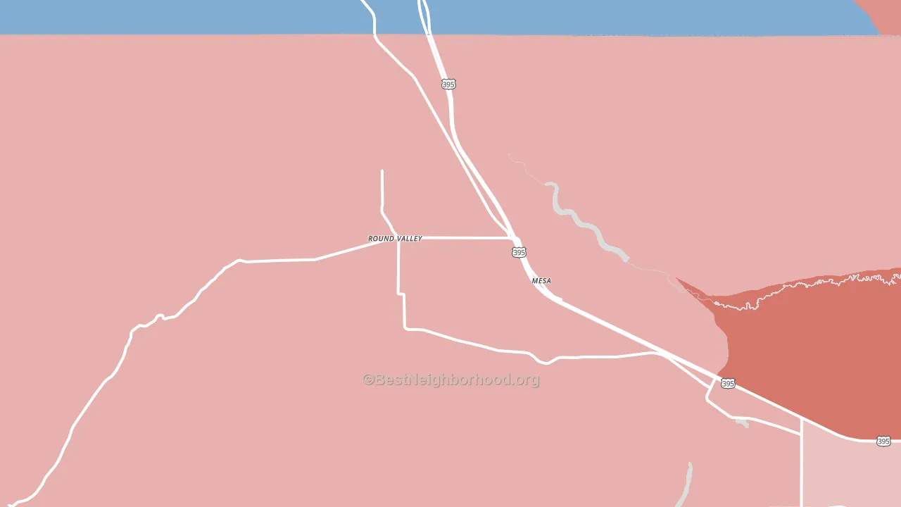 Round Valley, CA block-group political-lean map