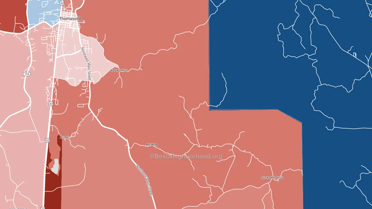 Roundhill, AL block-group political-lean map