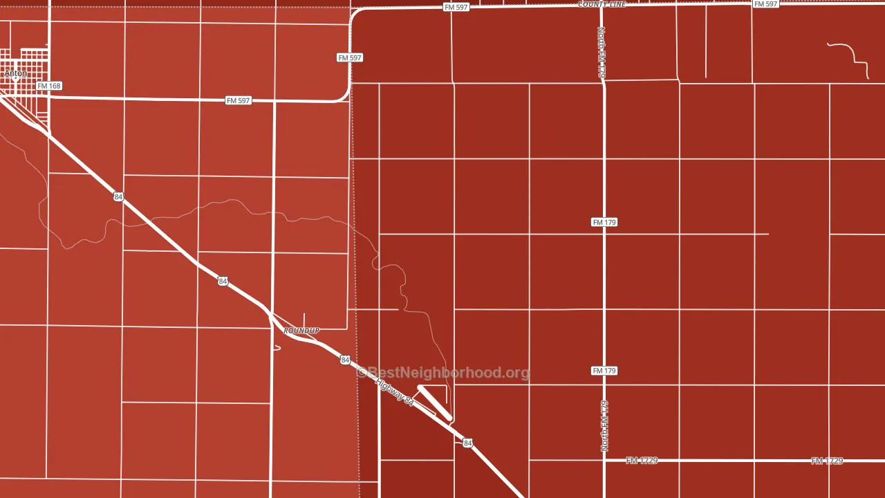 Roundup, TX block-group political-lean map