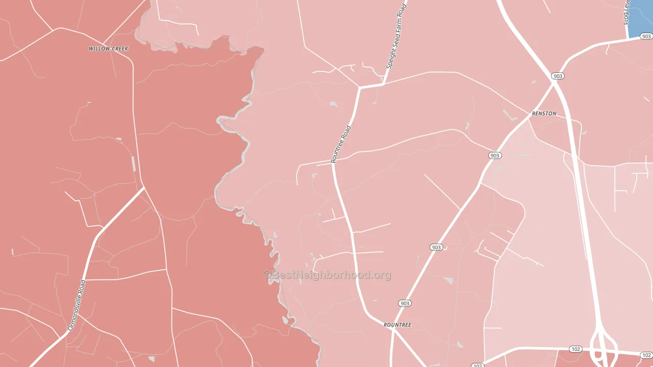 Rountree, NC block-group political-lean map