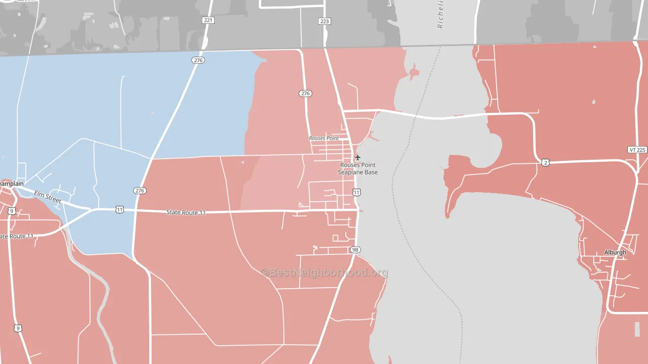 Rouses Point, NY block-group political-lean map