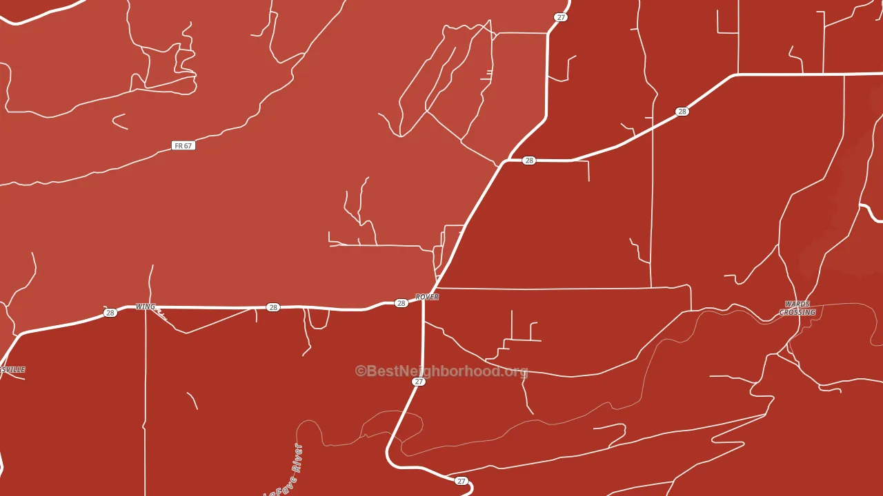 Rover, AR block-group political-lean map