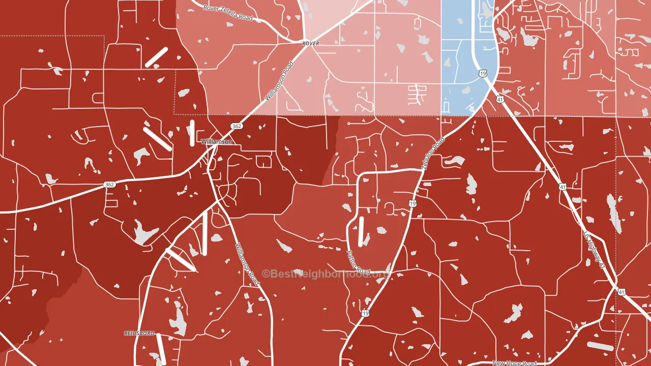Rover, GA block-group political-lean map