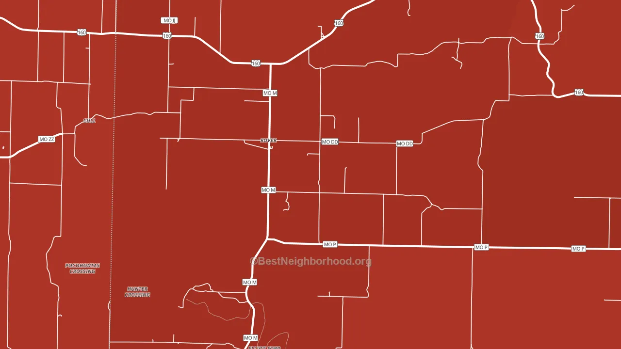 Rover, MO block-group political-lean map