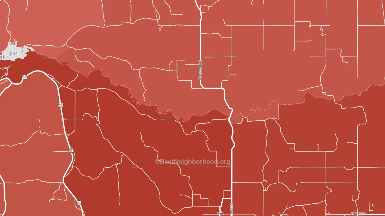 Row, OK block-group political-lean map