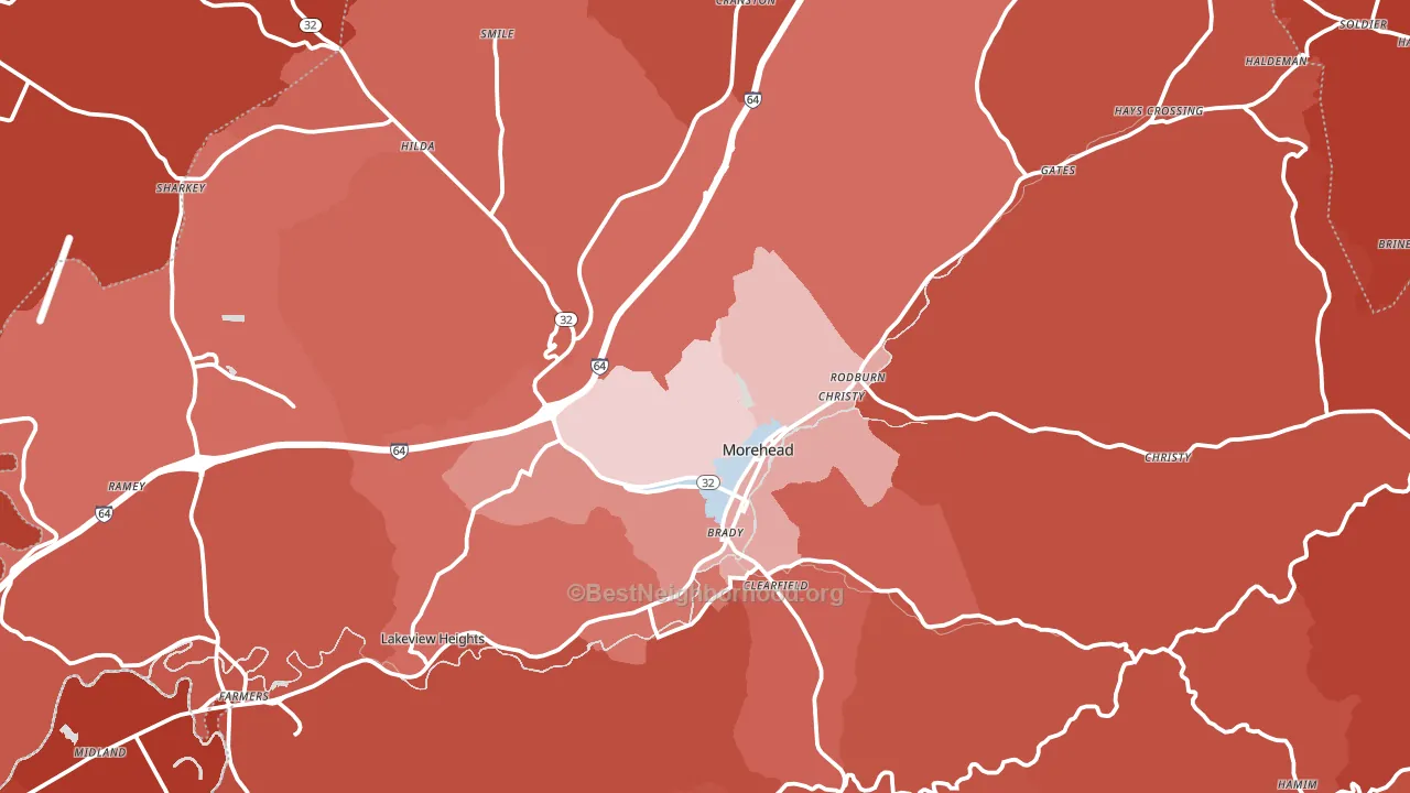 Rowan County, KY block-group political-lean map