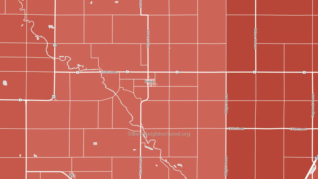 Rowan, IA block-group political-lean map