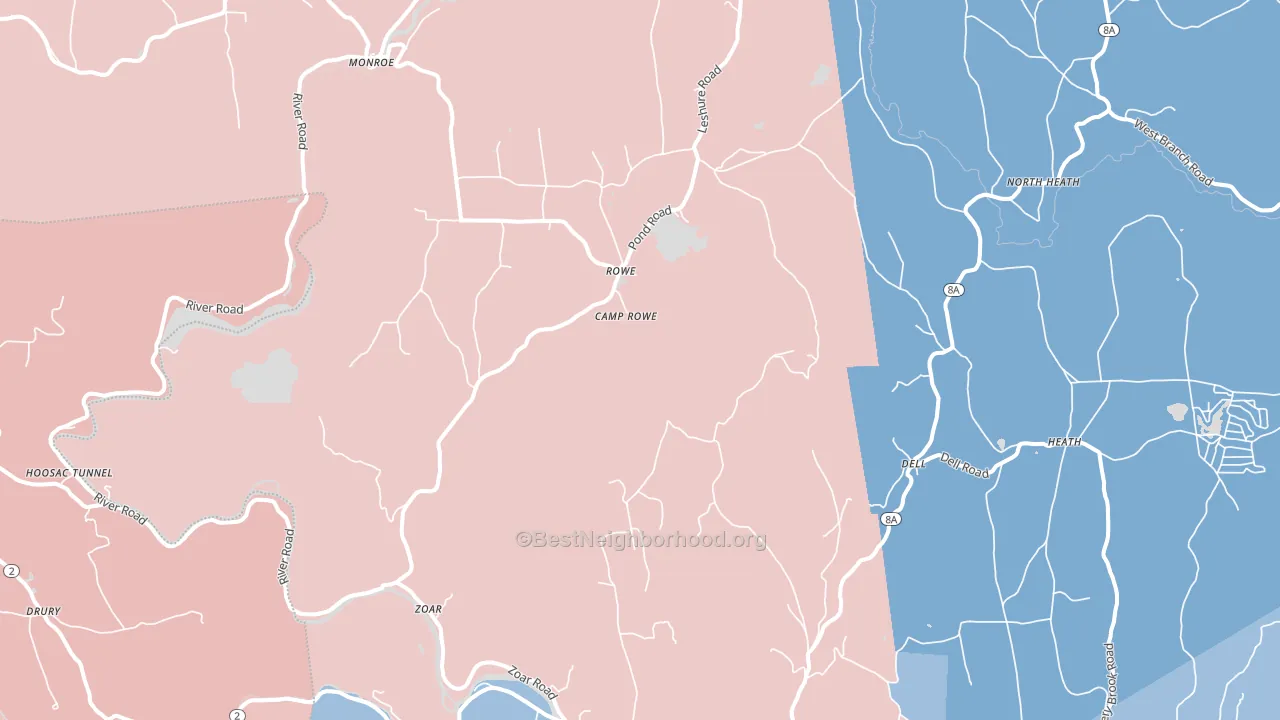 Rowe, MA block-group political-lean map