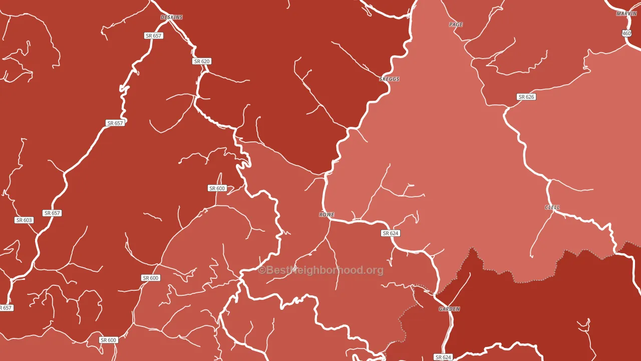 Rowe, VA block-group political-lean map