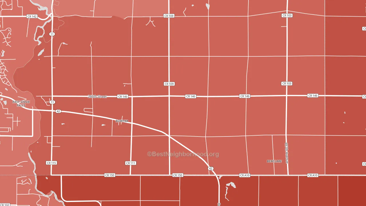 Rowena, SD block-group political-lean map