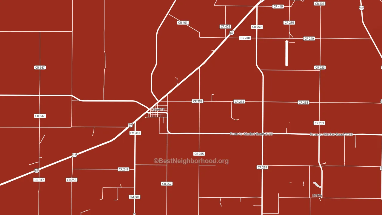 Rowena, TX block-group political-lean map