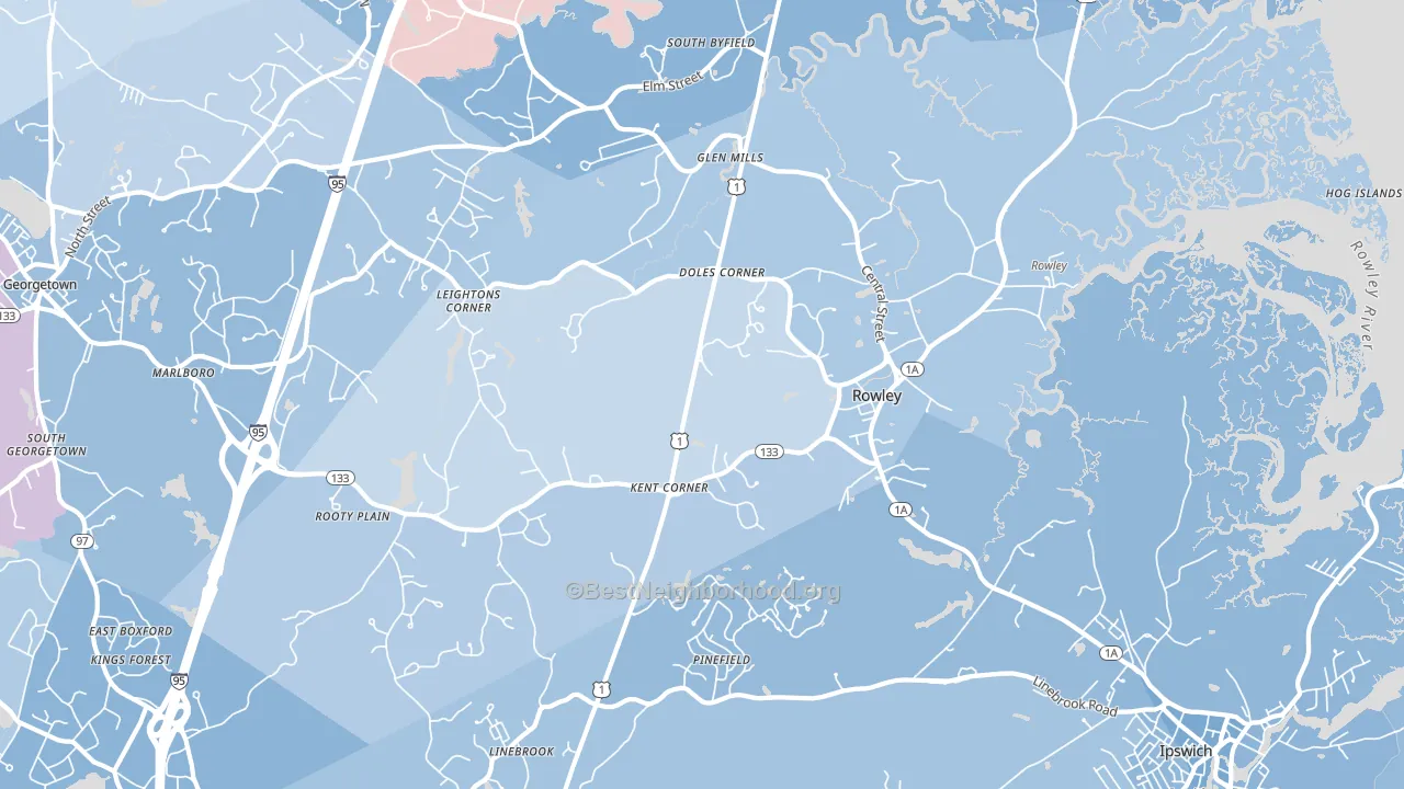 Rowley, MA block-group political-lean map