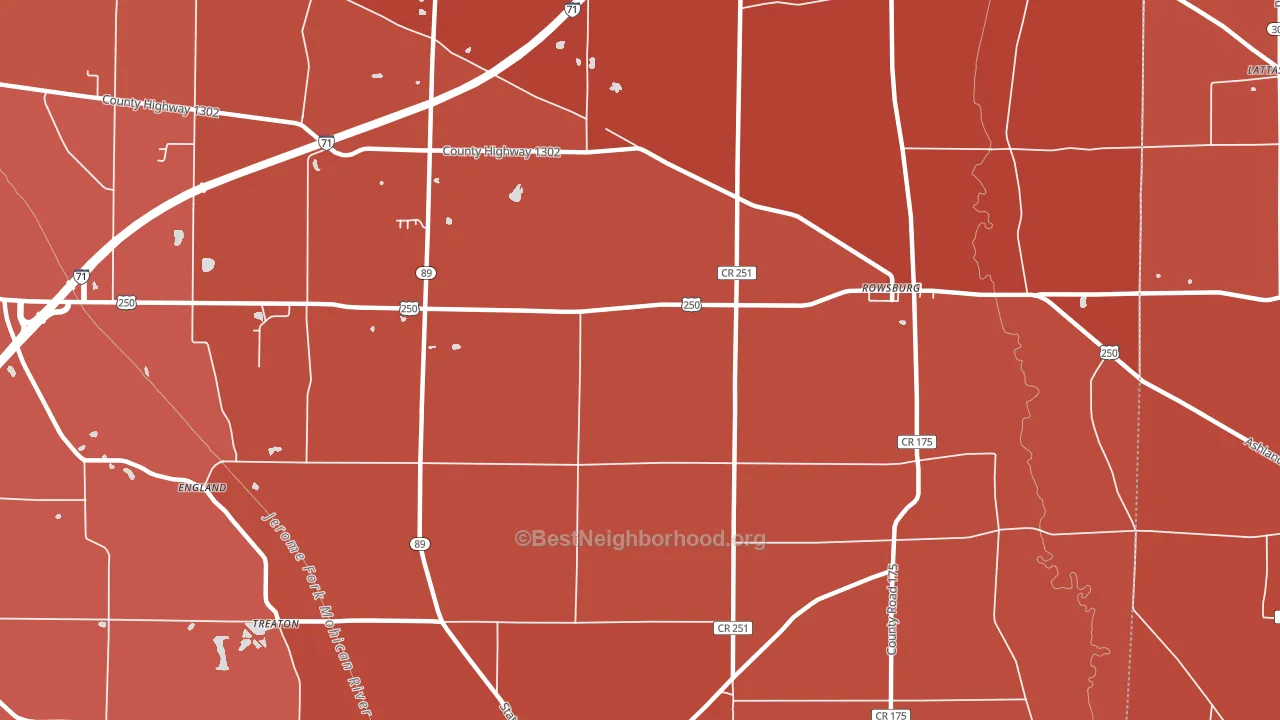 Rowsburg, OH block-group political-lean map