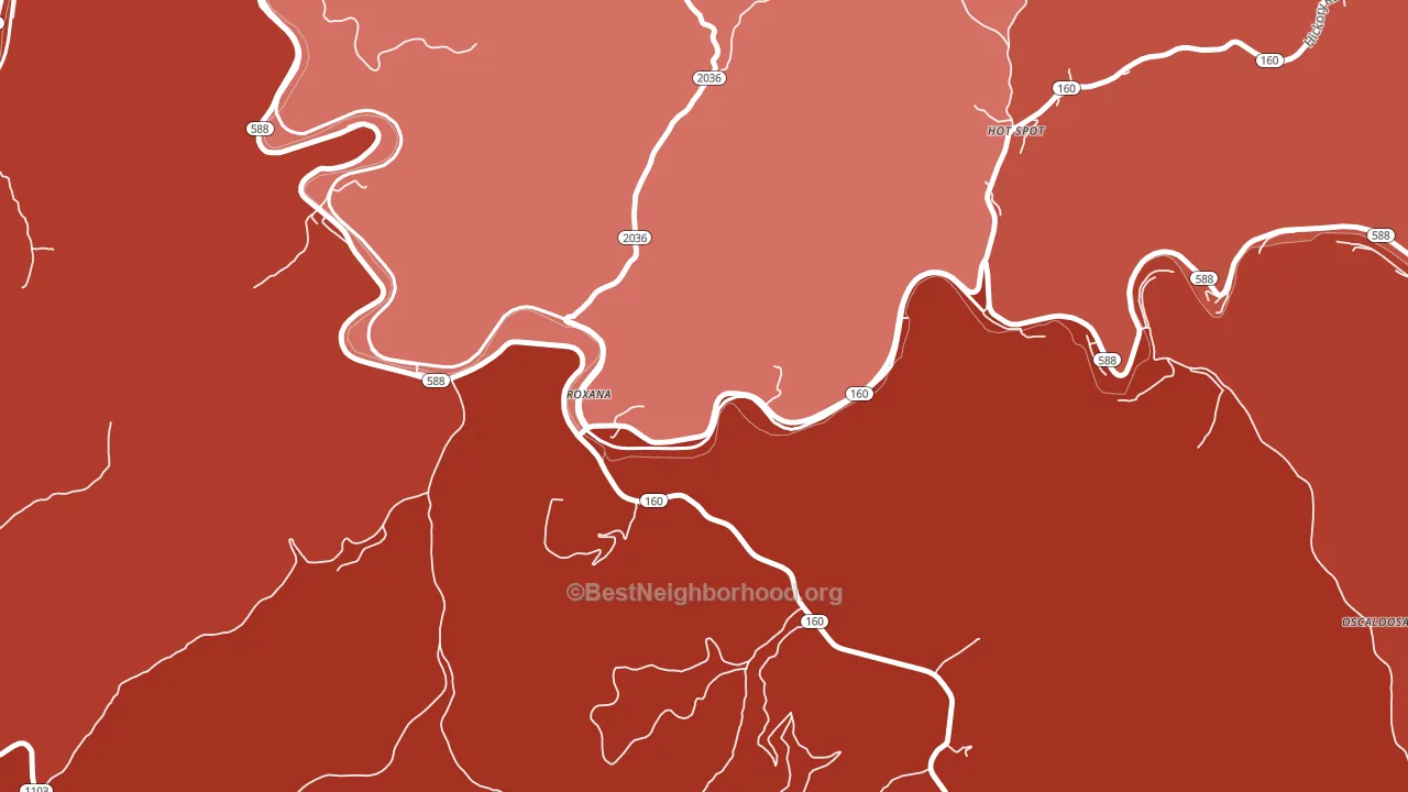 Roxana, KY block-group political-lean map