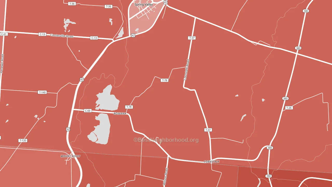 Roxanna, OH block-group political-lean map