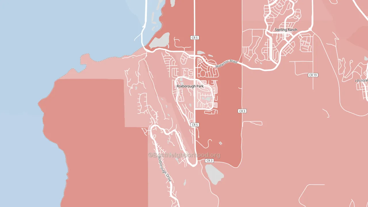 Roxborough Park, CO block-group political-lean map