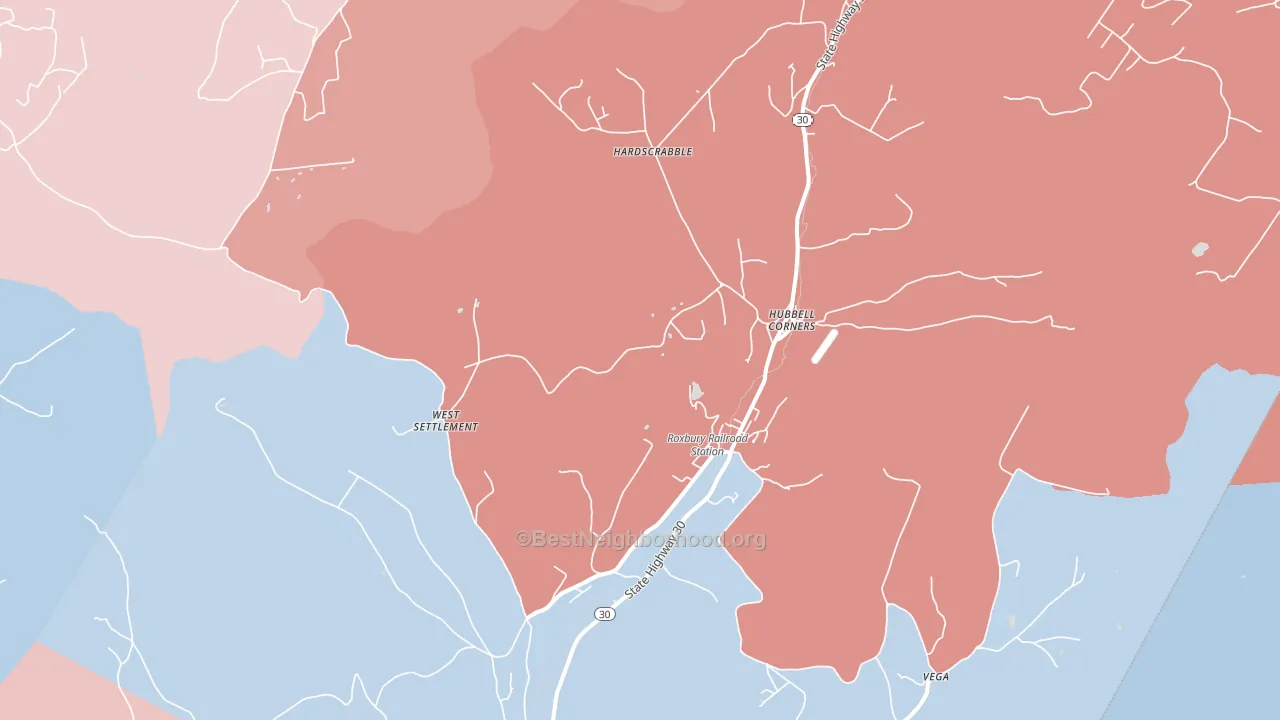 Roxbury, NY block-group political-lean map