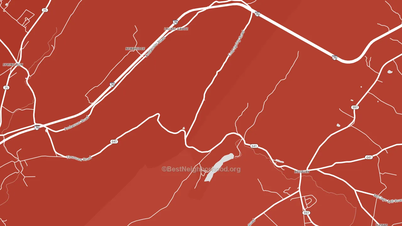 Roxbury, PA block-group political-lean map