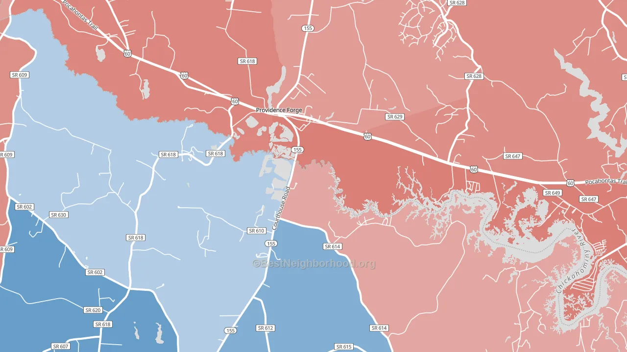 Roxbury, VA block-group political-lean map