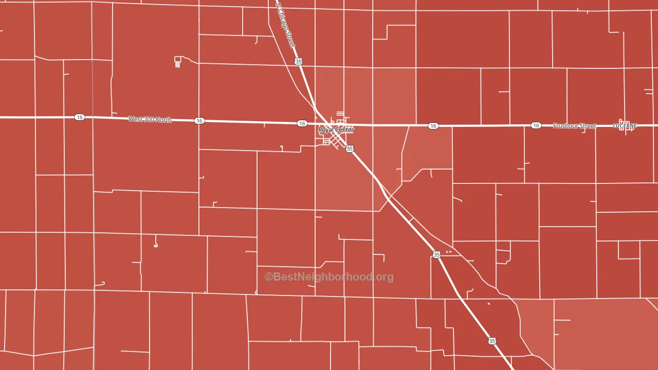 Royal Center, IN block-group political-lean map