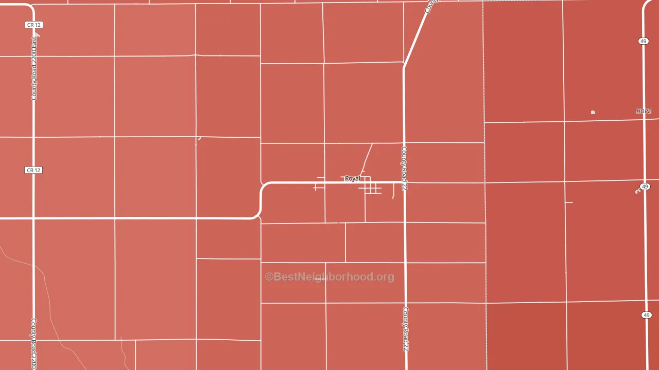 Royal, IL block-group political-lean map