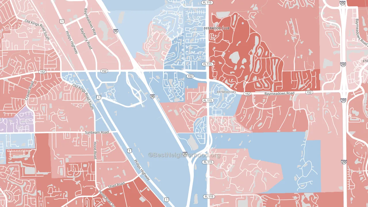 Royal Lakes, Jacksonville, FL block-group political-lean map