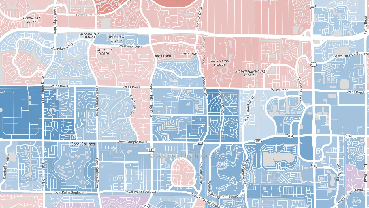 Royal Land, Coral Springs, FL block-group political-lean map