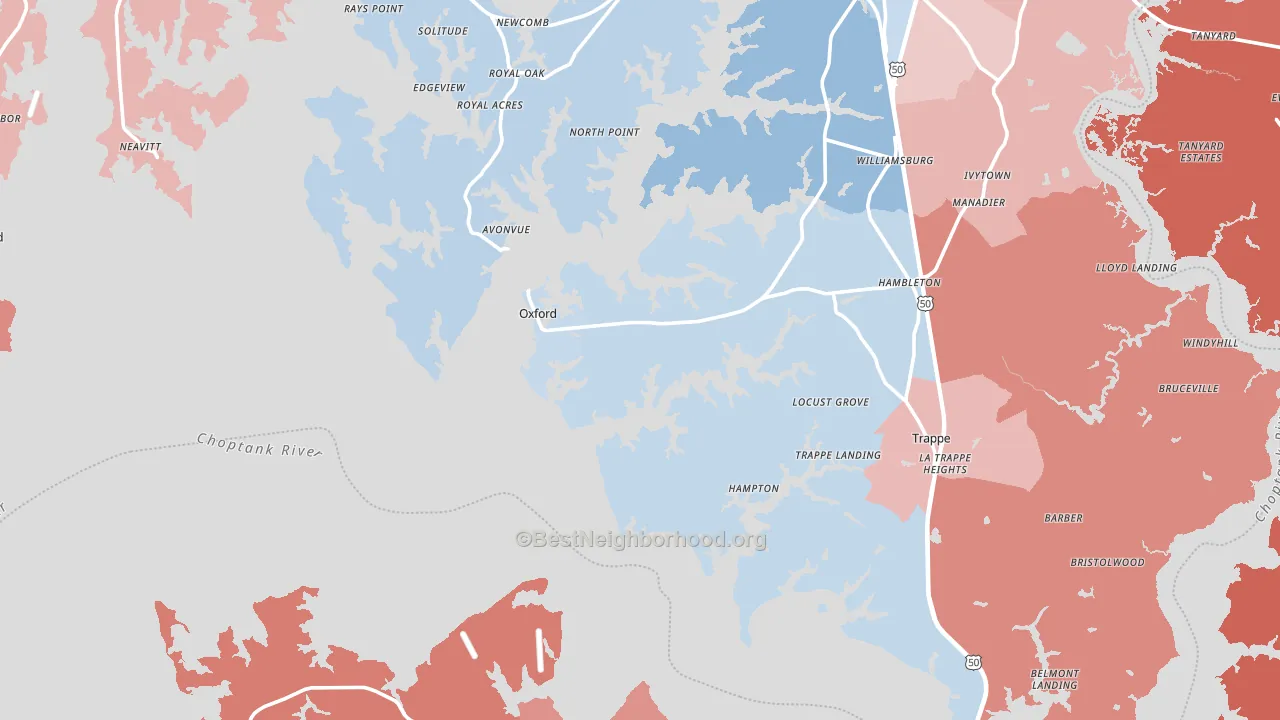 Royal Oak, MD block-group political-lean map