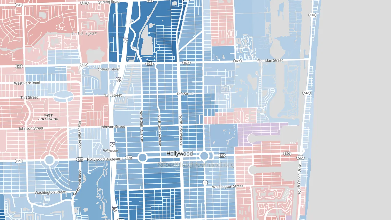Royal Poinciana, Hollywood, FL block-group political-lean map