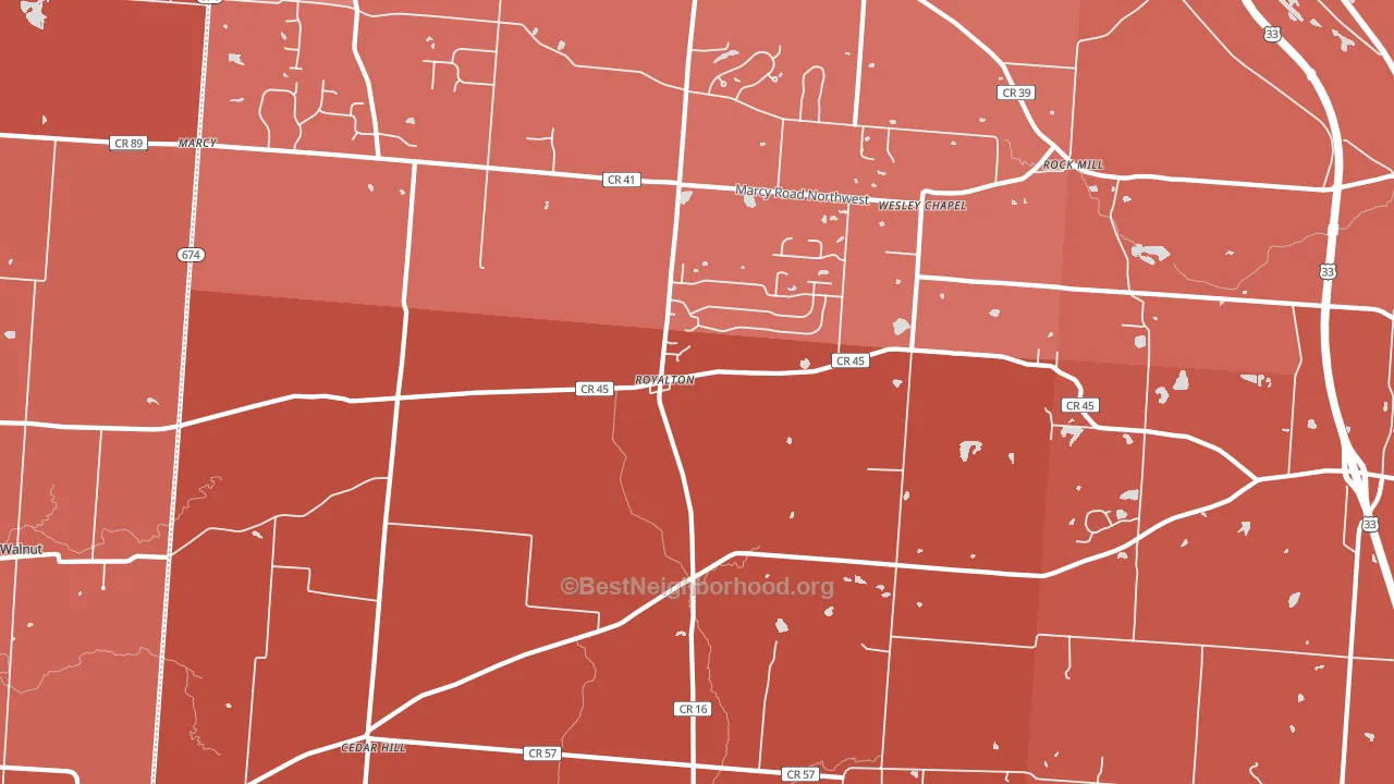 Royalton, OH block-group political-lean map