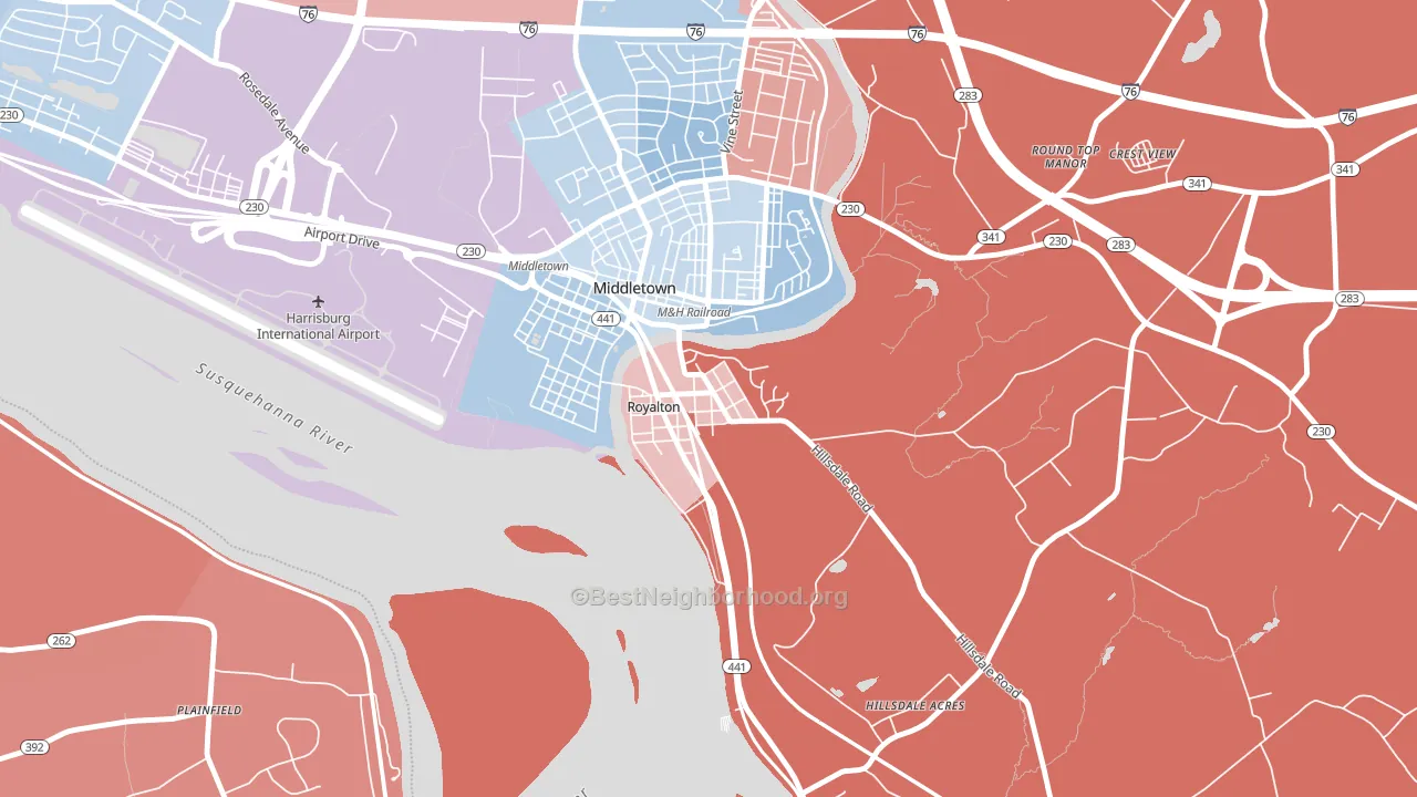 Royalton, PA block-group political-lean map