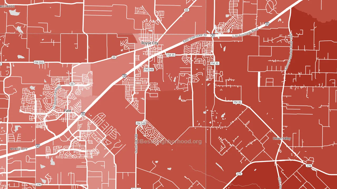 Royse City, TX block-group political-lean map