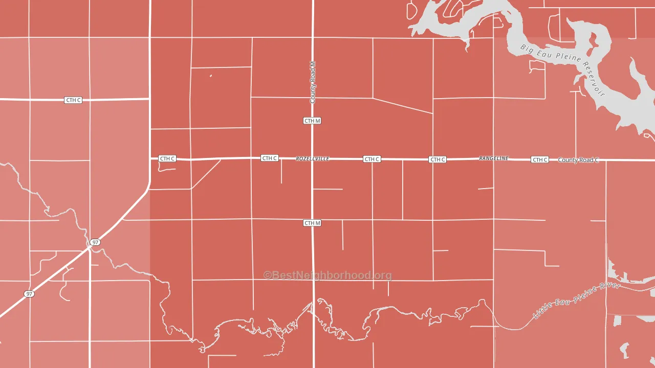Rozellville, WI block-group political-lean map