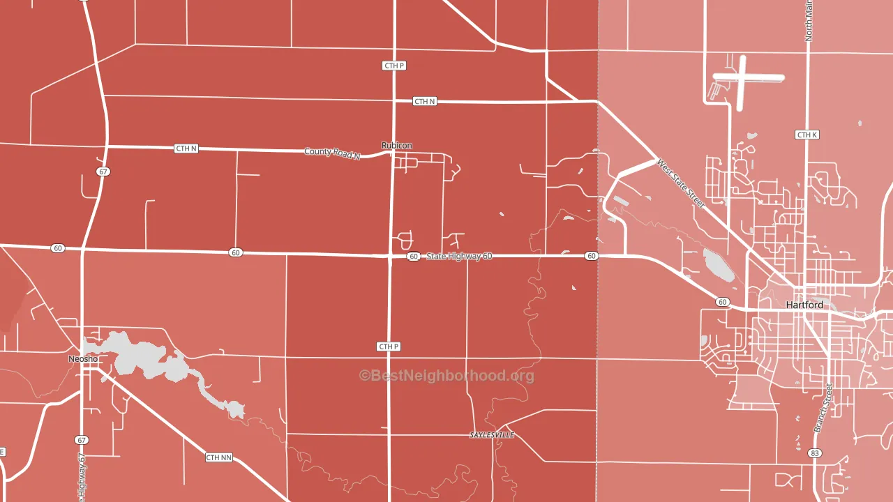 Rubicon, WI block-group political-lean map