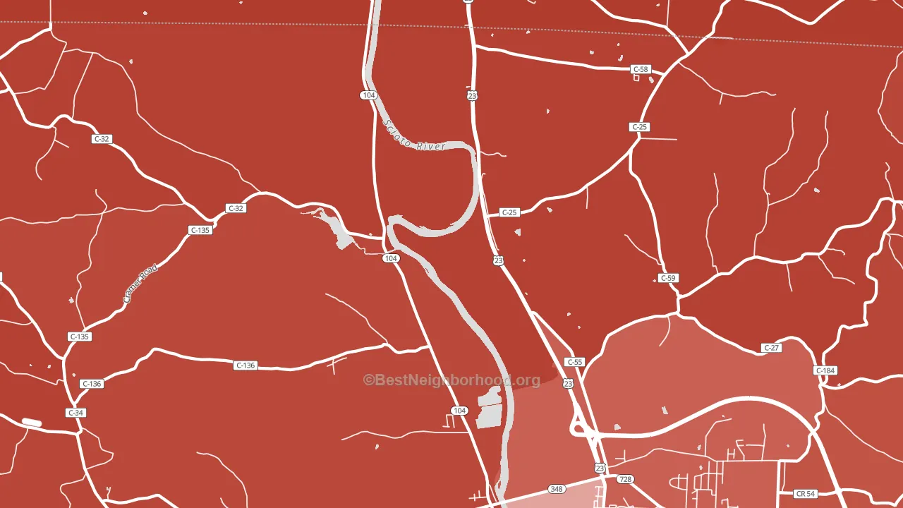 Rubyville, OH block-group political-lean map