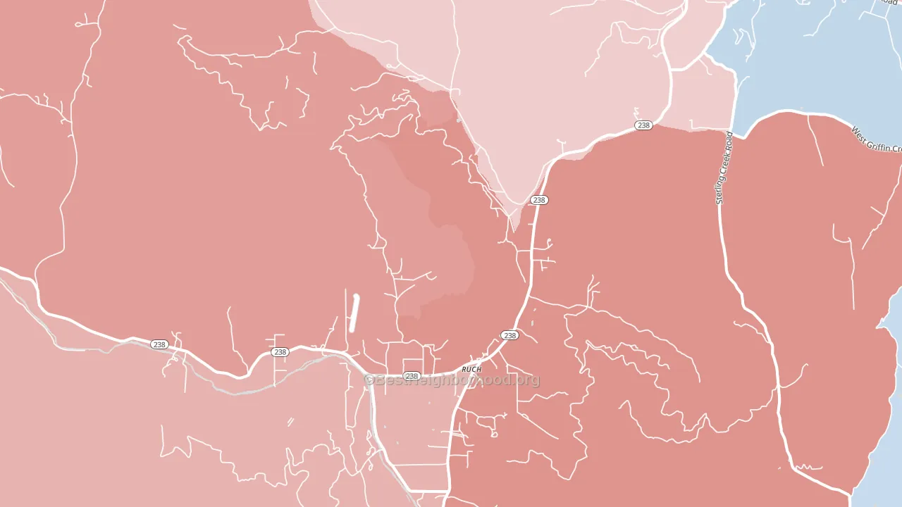 Ruch, OR block-group political-lean map