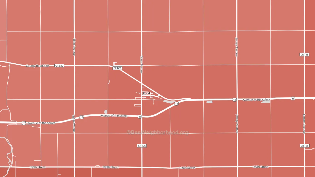 Rudd, IA block-group political-lean map