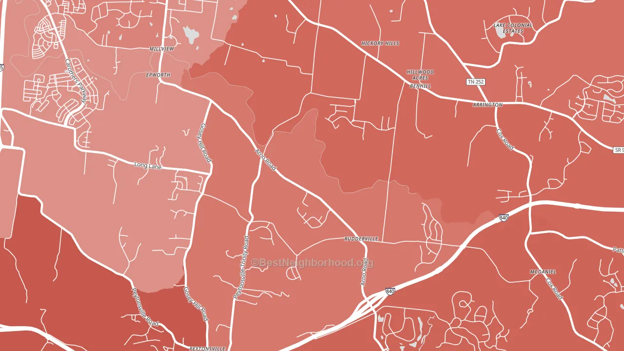 Rudderville, TN block-group political-lean map