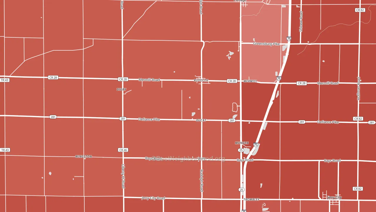 Rudolph, OH block-group political-lean map