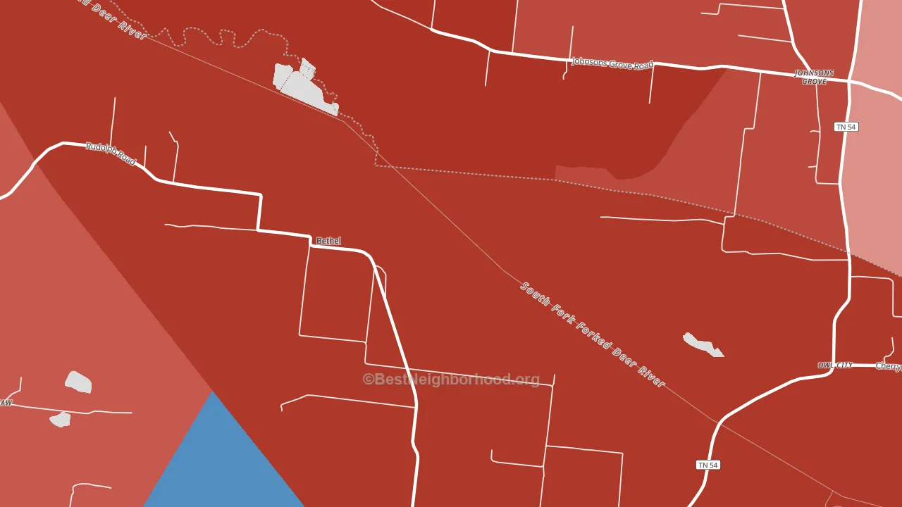 Rudolph, TN block-group political-lean map