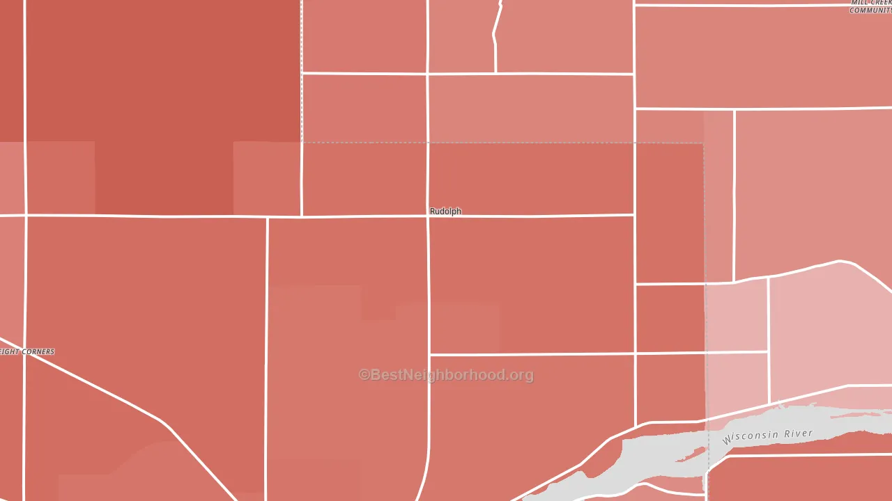 Rudolph, WI block-group political-lean map