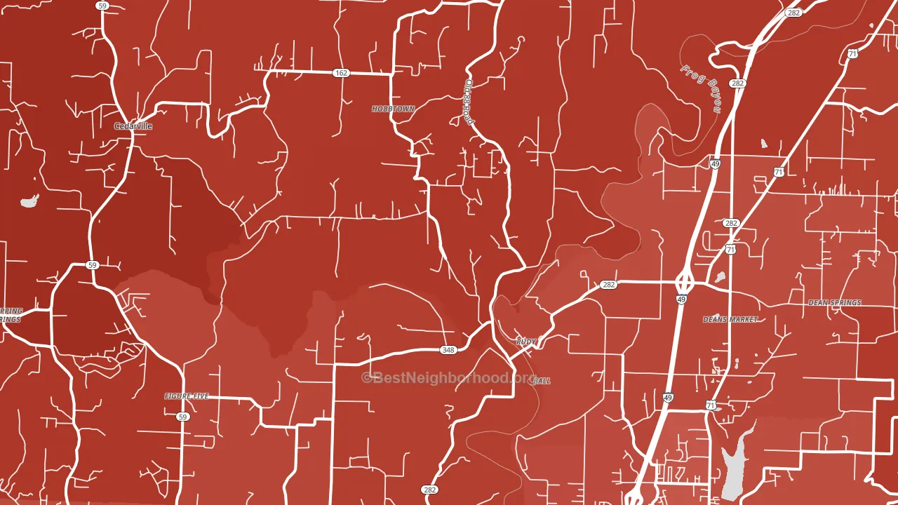 Rudy, AR block-group political-lean map