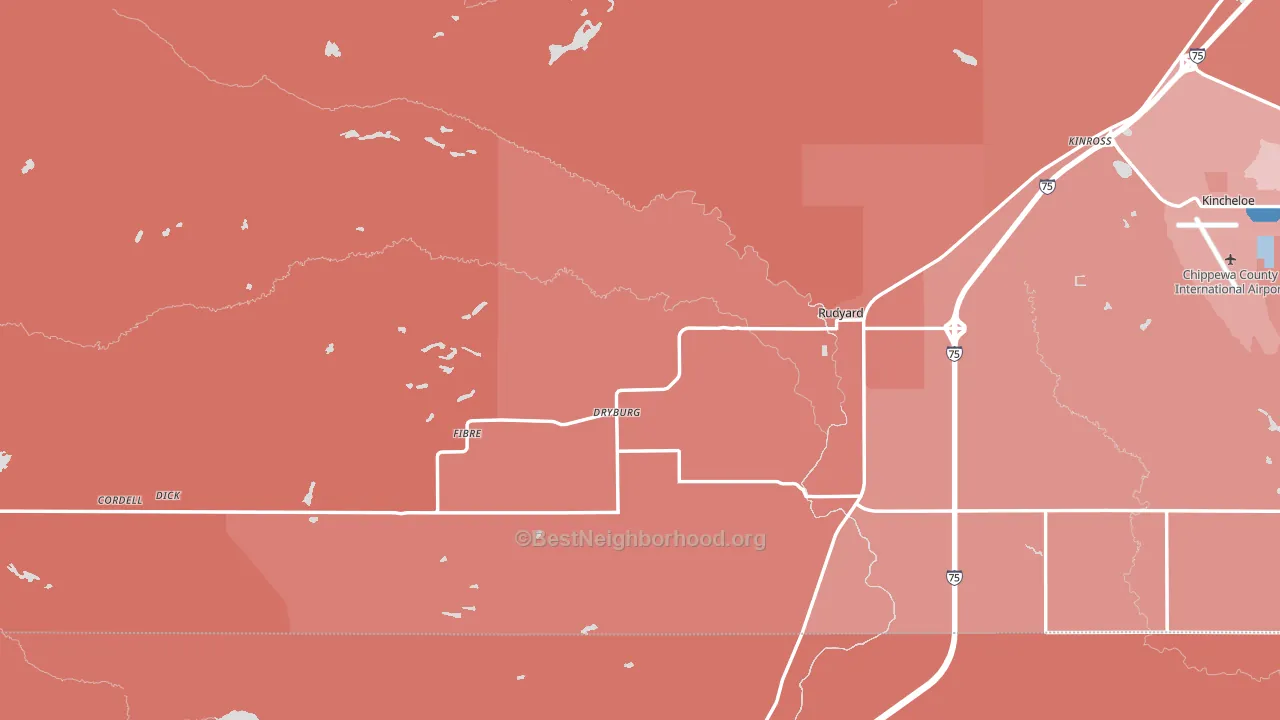 Rudyard, MI block-group political-lean map