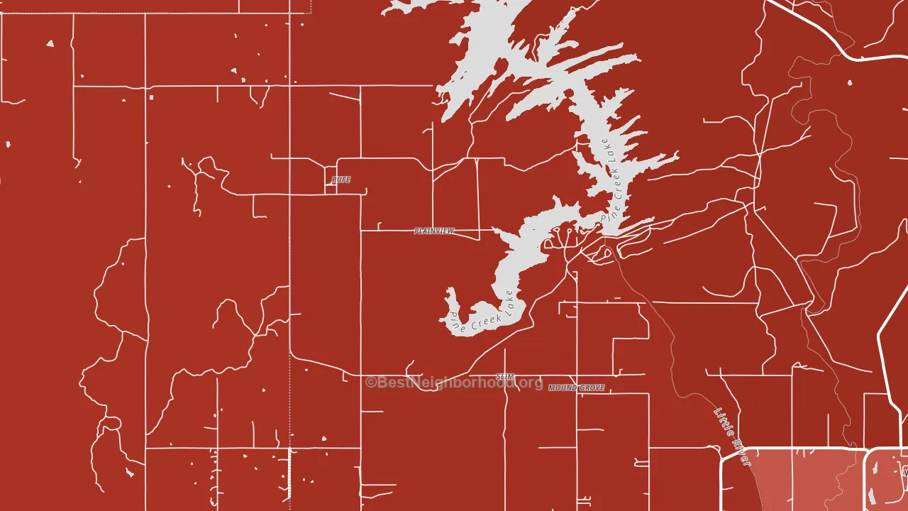 Rufe, OK block-group political-lean map