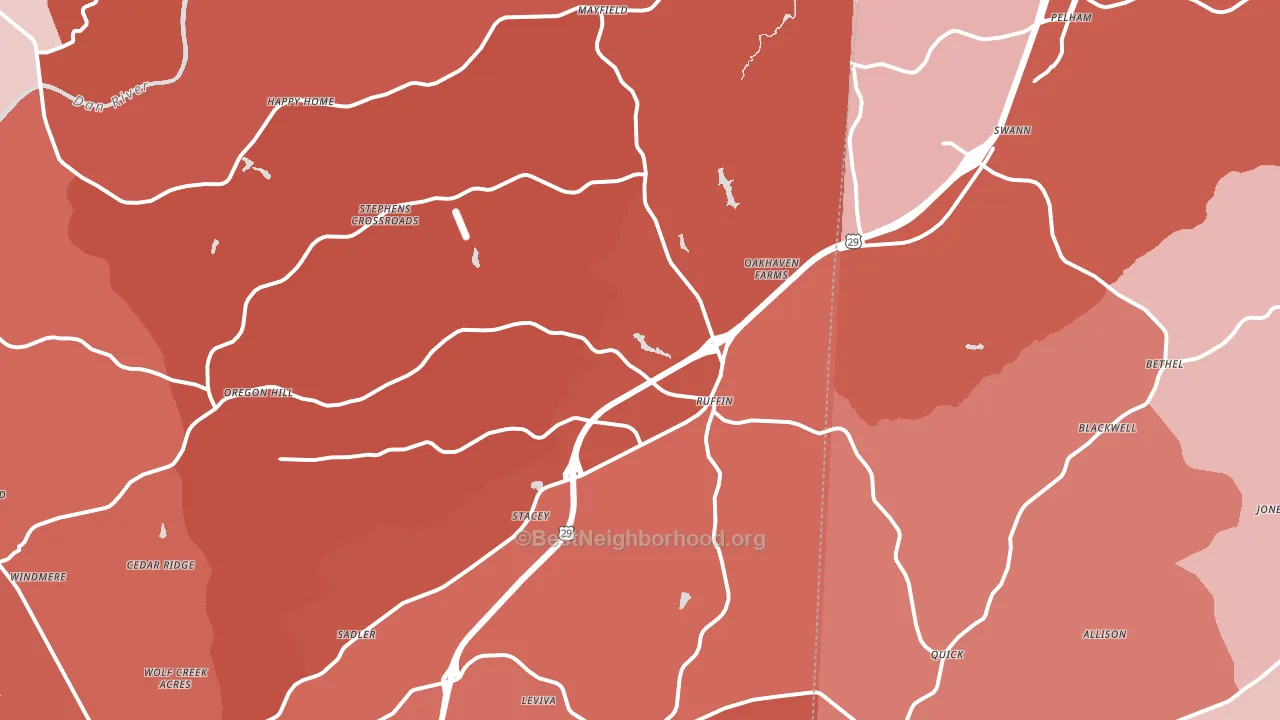 Ruffin, NC block-group political-lean map