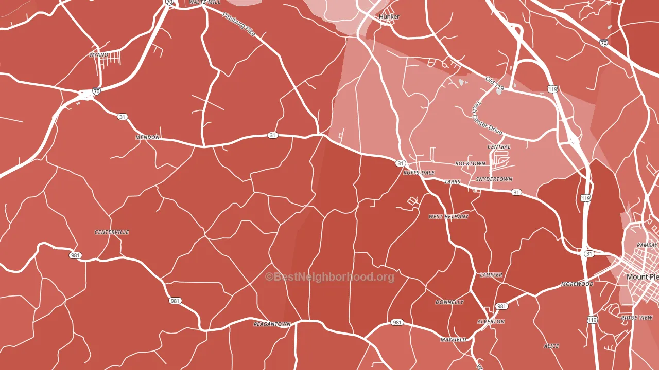 Ruffsdale, PA block-group political-lean map