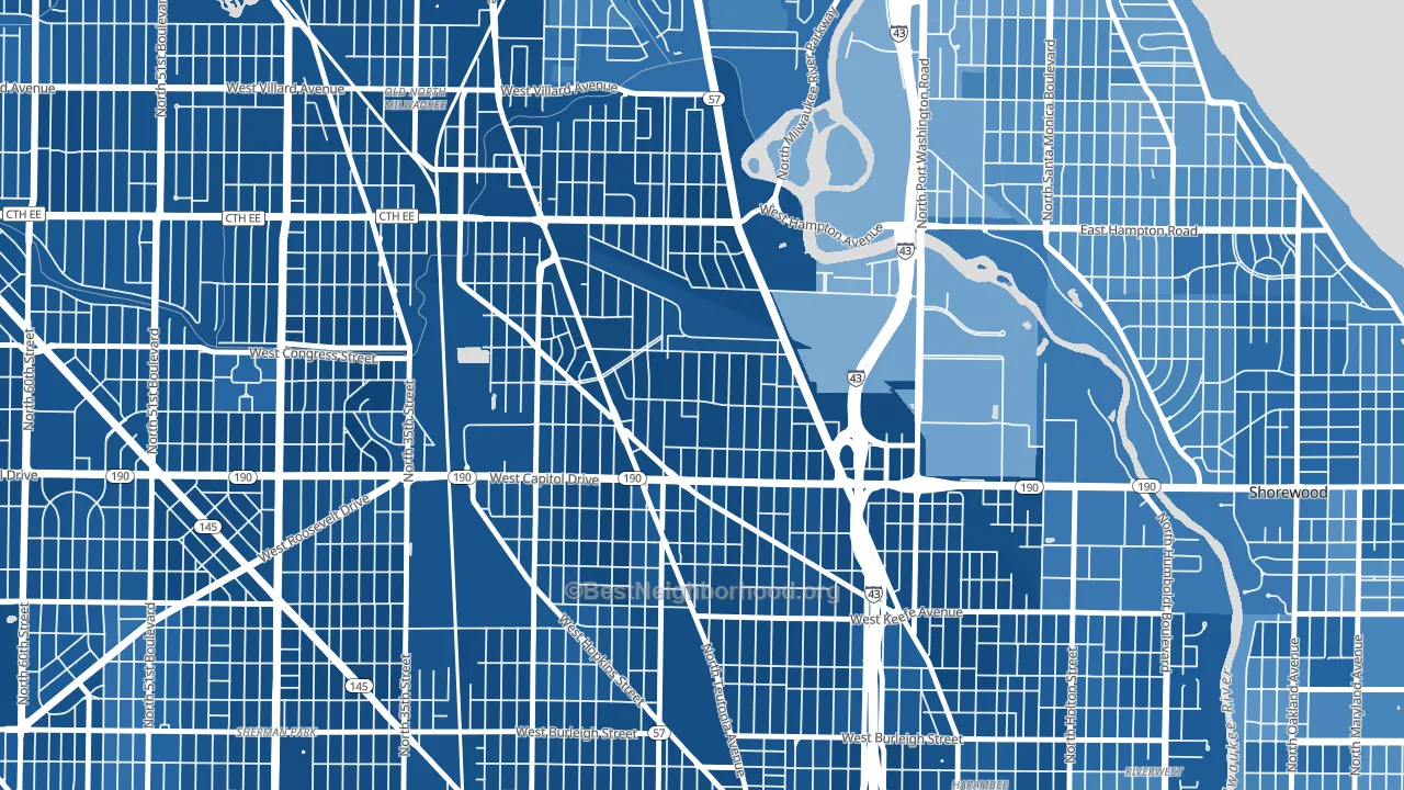 Rufus King, Milwaukee, WI block-group political-lean map
