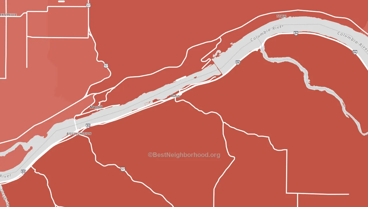 Rufus, OR block-group political-lean map