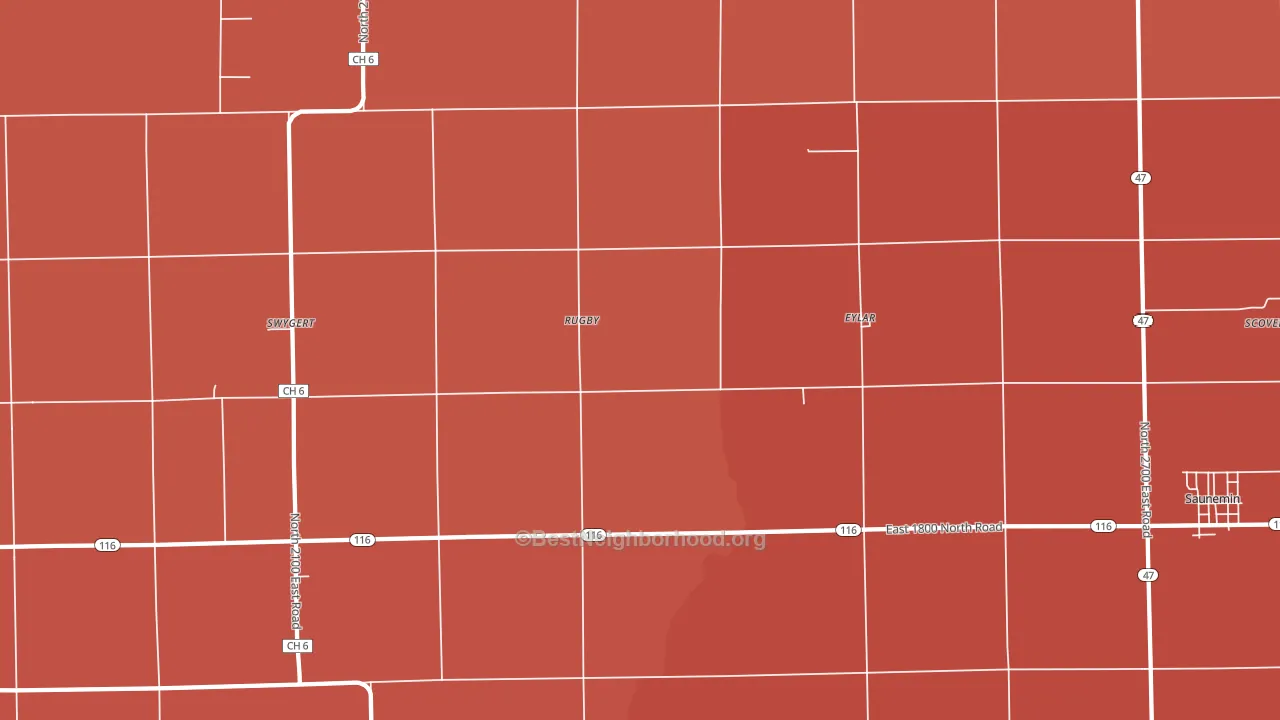 Rugby, IL block-group political-lean map